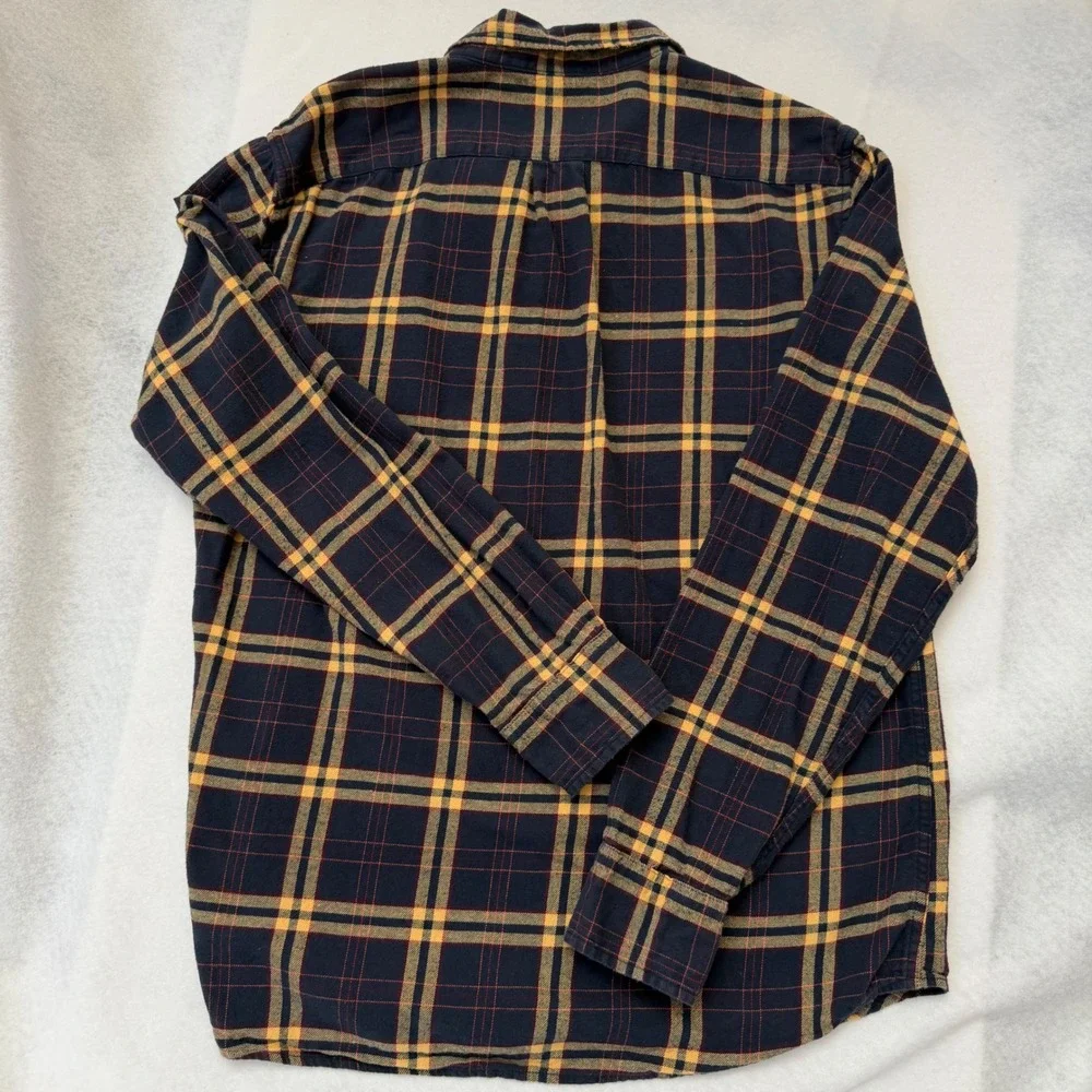 J.‎ Crew Re-Imagined Flannel Shirt Mens Large Navy Plaid Cotton Button Down